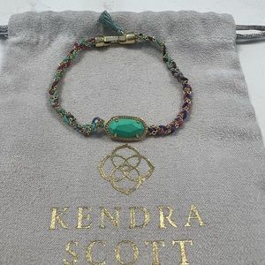 Kendra Scott Elaina braided bracelet in gold and mint.